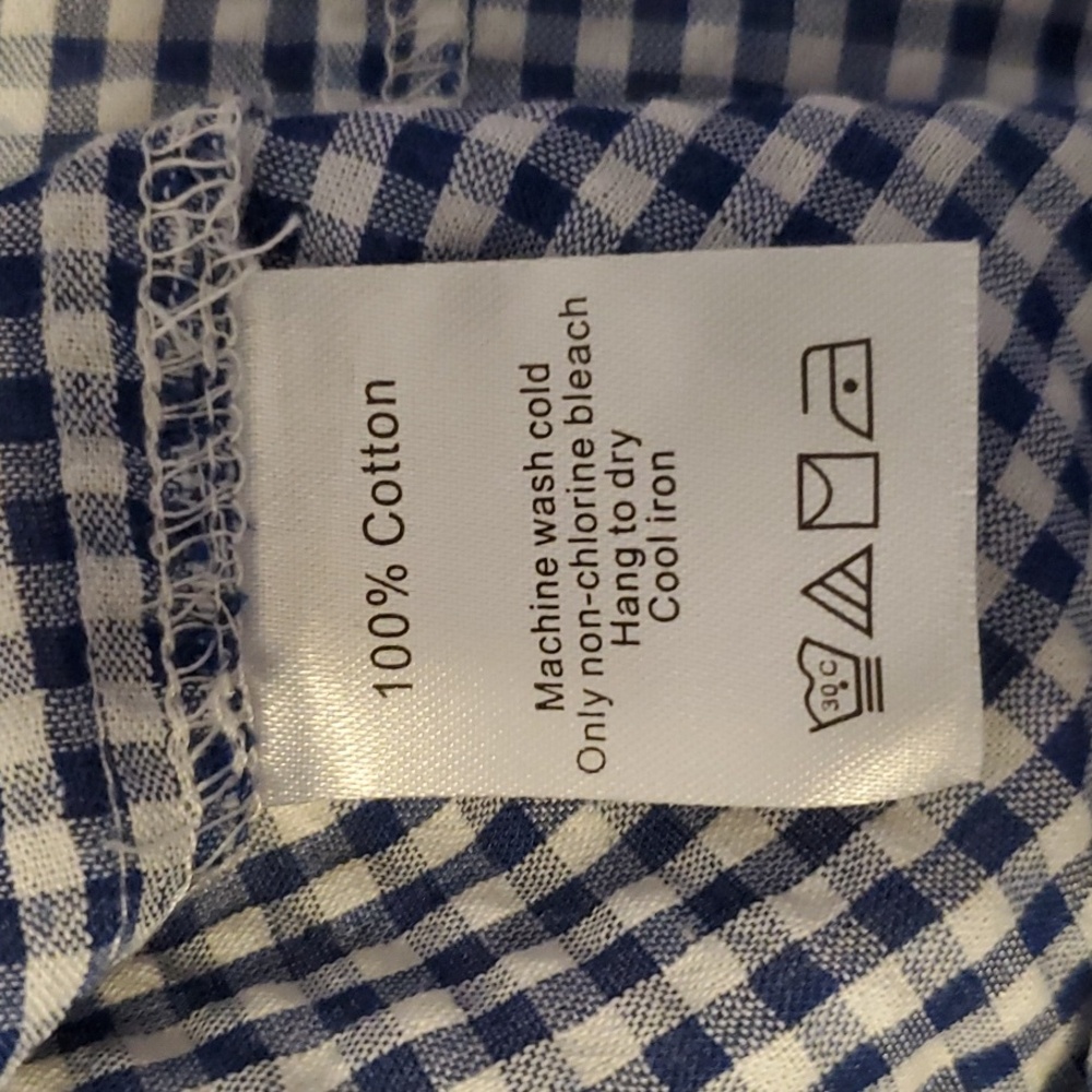 Duffield Lane Button Down Blouse, Gingham, Blue & White Size M - Picture 7 of 12